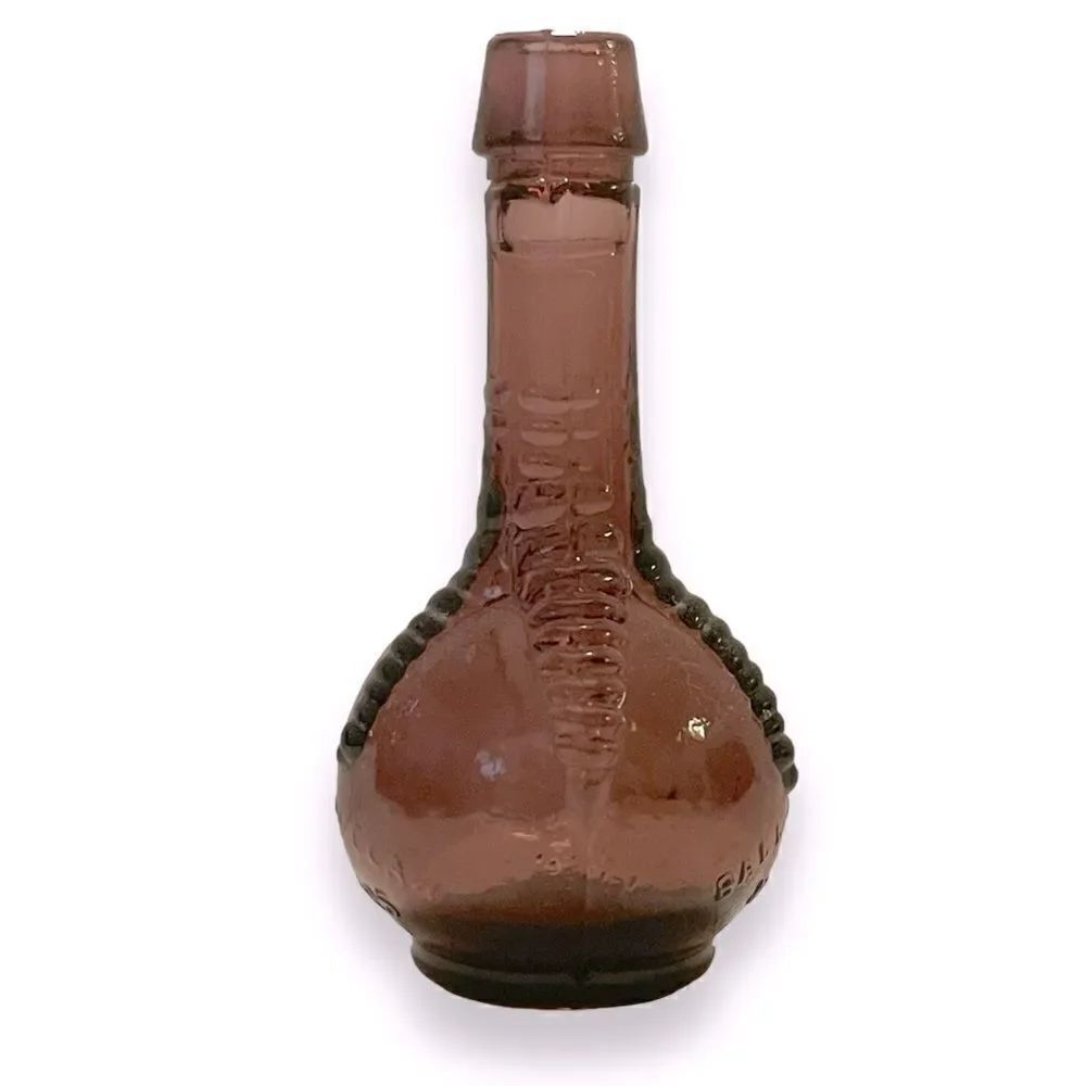 Vintage Wheaton Glass Ball and Claw Bitters Miniature Amethyst Purple Bottle